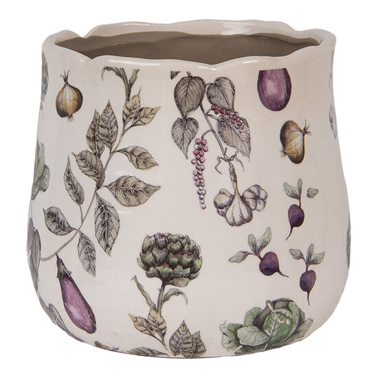 Clayre & Eef | Bloempot Binnen Beige Groen ø 21x19 cm | 6CETKG0001L