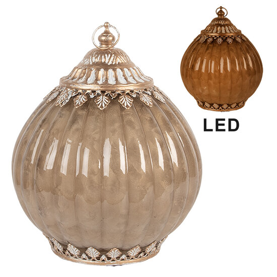 Clayre & Eef | Decoratie met LED Beige ø 15x19 cm / 2xAAA | 6GL5218