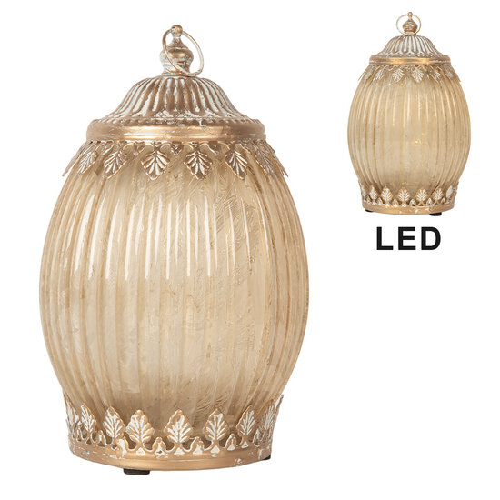 Clayre & Eef | Decoratie met LED Beige ø 11x18 cm / 2xAAA | 6GL5220