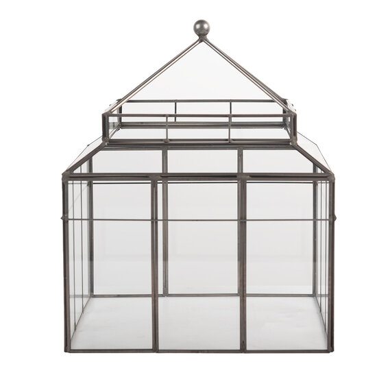 Clayre & Eef | Decoratie Kweekkasje Transparant Bruin 21x21x32 cm | 6GL5362