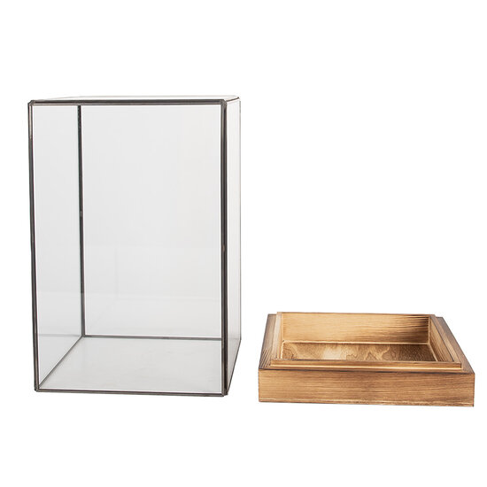 Clayre & Eef | Decoratie Kweekkasje Transparant Bruin 19x19x30 cm | 6GL5364