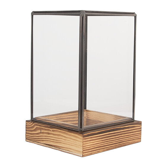 Clayre & Eef | Decoratie Kweekkasje Transparant Bruin 12x12x19 cm | 6GL5366