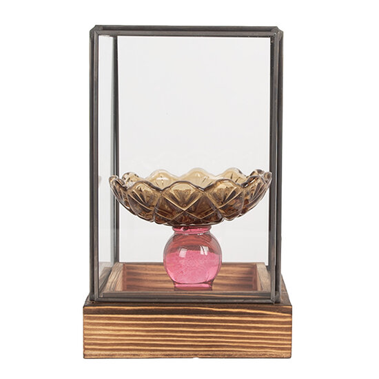 Clayre & Eef | Decoratie Kweekkasje Transparant Bruin 12x12x19 cm | 6GL5366