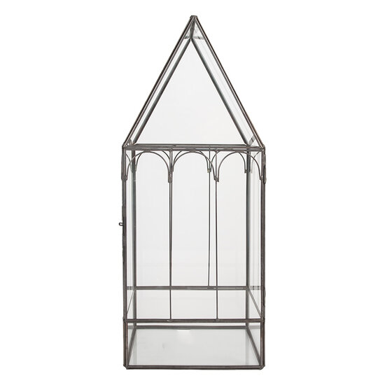 Clayre & Eef | Decoratie Kweekkasje Transparant Zwart 15x15x38 cm | 6GL5367