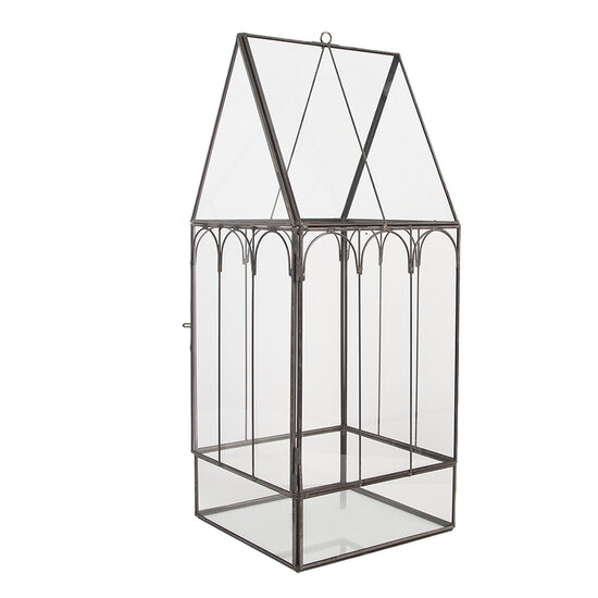 Clayre & Eef | Decoratie Kweekkasje Transparant Zwart 15x15x38 cm | 6GL5367