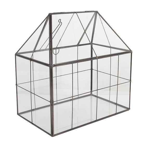 Clayre & Eef | Decoratie Kweekkasje Transparant Zwart 25x16x26 cm | 6GL5368