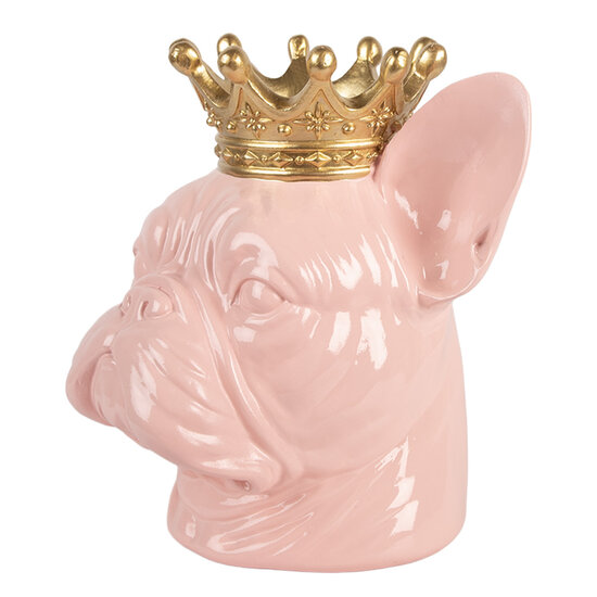Clayre & Eef | Decoratie Hond Roze 19x16x20 cm | 6PR5804