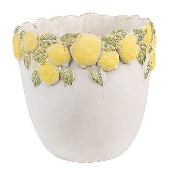 Clayre & Eef | Bloempot Binnen Wit Geel ø 20x19 cm | 6TE0572M
