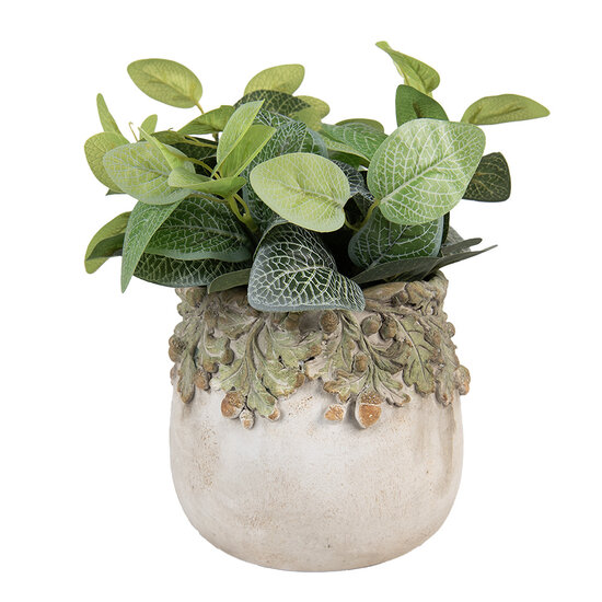 Clayre & Eef | Bloempot Binnen Beige Groen ø 19x17 cm | 6TE0573M