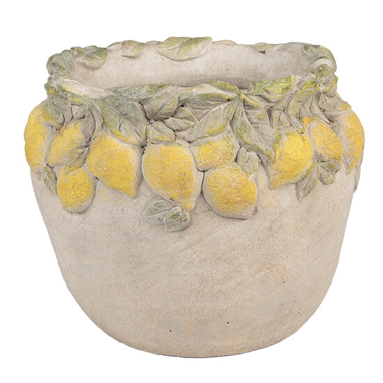 Clayre & Eef | Bloempot Binnen Beige Geel ø 22x19 cm | 6TE0574