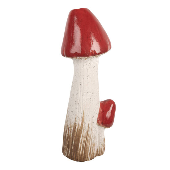 Clayre & Eef | Decoratie Paddenstoel Wit Rood 16x14x41 cm | 6TE0578
