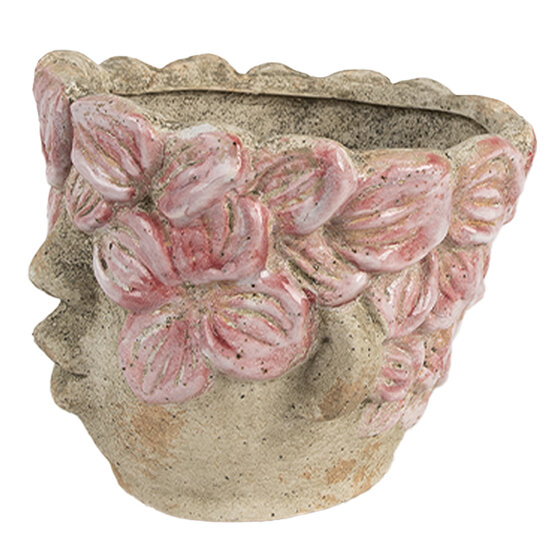 Clayre & Eef | Bloempot Binnen Beige Roze ø 18x15 cm | 6TE0583