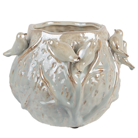Clayre & Eef | Bloempot Binnen Groen Grijs 22x21x17 cm | 6TE0587