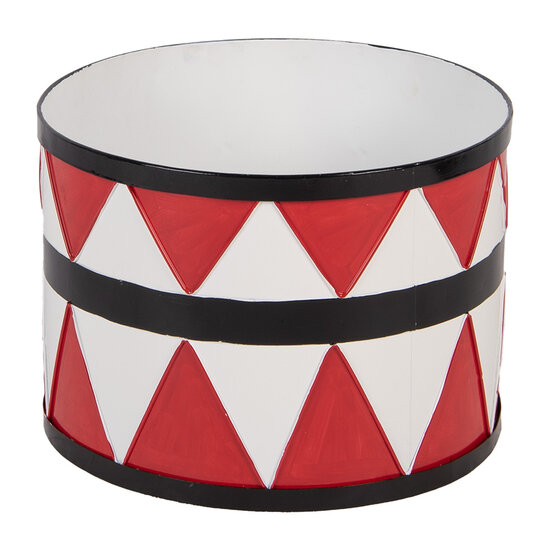 Clayre & Eef | Decoratie Trommel Wit Rood (set 3) ø 47x32 / ø39x28 / ø 31x22 cm | 6Y5732