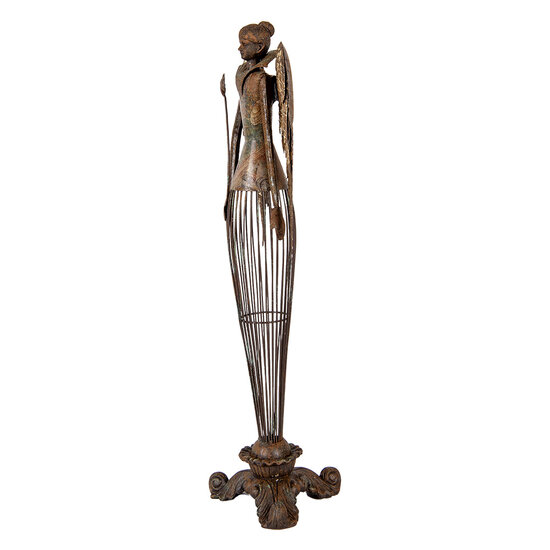 Clayre & Eef | Decoratie Engel Bruin Groen 17x15x54 cm | 6Y5837