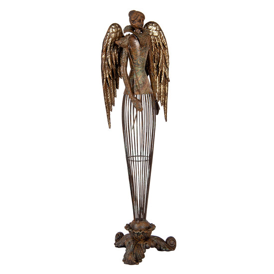 Clayre & Eef | Decoratie Engel Bruin Groen 17x15x54 cm | 6Y5837