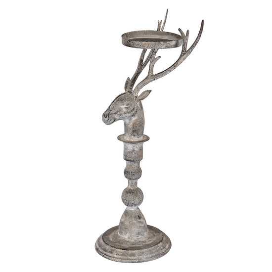 Clayre & Eef | Kandelaar Hert Grijs 17x14x42 cm | 6Y5838