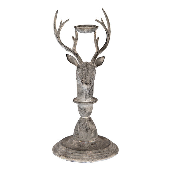 Clayre & Eef | Kandelaar Hert Grijs 17x14x30 cm | 6Y5839