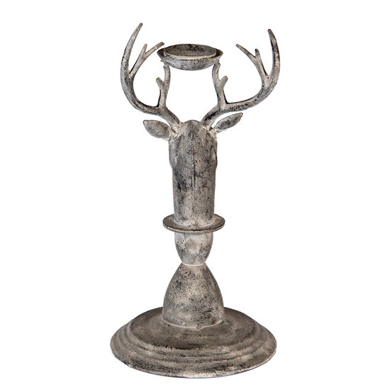 Clayre & Eef | Kandelaar Hert Grijs 17x14x30 cm | 6Y5839