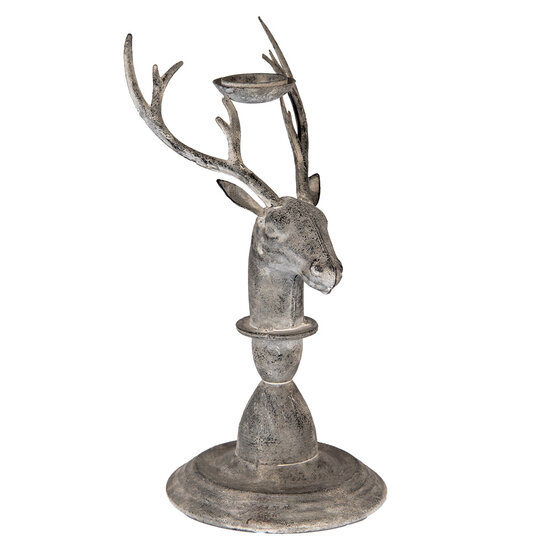 Clayre & Eef | Kandelaar Hert Grijs 17x14x30 cm | 6Y5839
