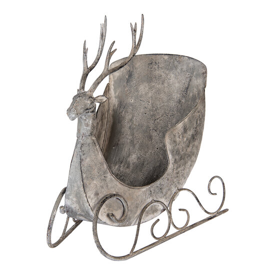 Clayre & Eef | Kerstdecoratie Slee Grijs 44x34x47 cm | 6Y5840