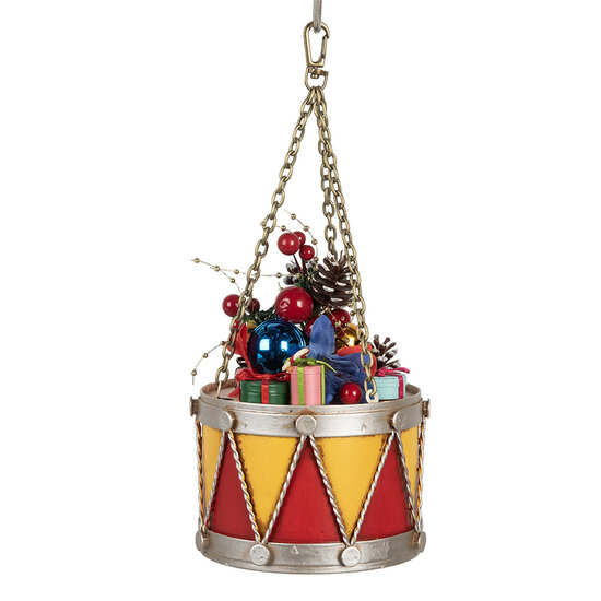 Clayre & Eef | Decoratie Trommel Geel Rood ø 12x16/27 cm | 6Y5865Y