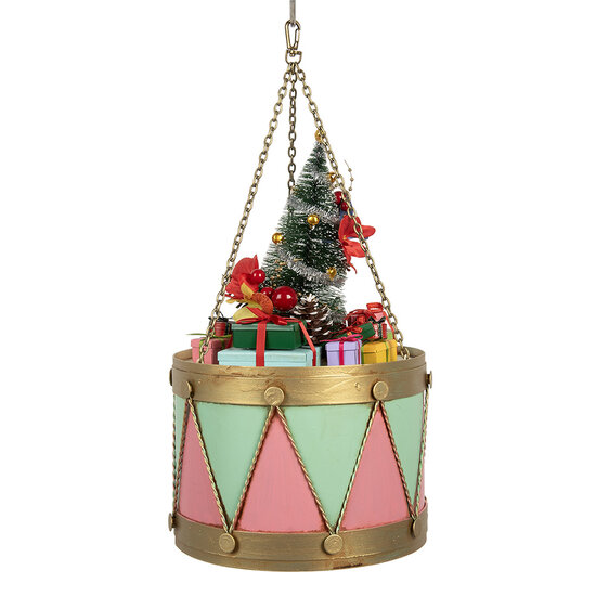 Clayre & Eef | Decoratie Trommel Roze Groen ø 21x34/43 cm | 6Y5867P