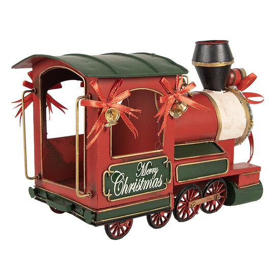 Clayre & Eef | Kerstdecoratie Locomotief Rood Groen 35x16x22 cm | 6Y5871