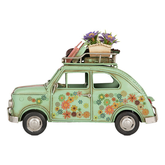 Clayre & Eef | Decoratie Model Auto Groen Roze 26x12x18 cm | 6Y5876
