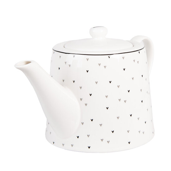Clayre & Eef | Theepot Wit Zwart 23x14x14 cm / 1000 ml | BHSTE