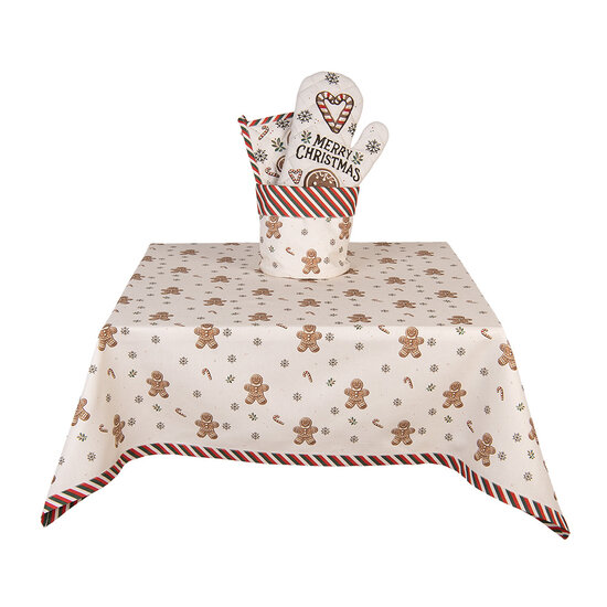 Clayre & Eef | Vierkant Tafelkleed Beige Bruin 100x100 cm | CGM01