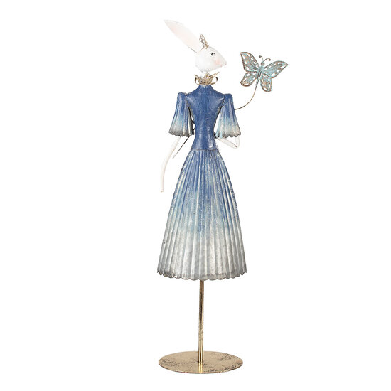 Clayre & Eef | Decoratie Konijn Wit Blauw 26x12x73 cm | 5Y1350