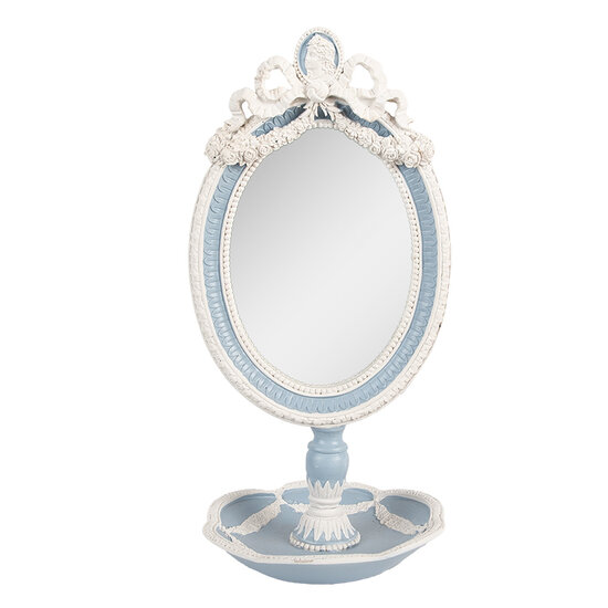 Clayre & Eef | Staande Spiegel Blauw Wit 14x14x28 cm | 62S338