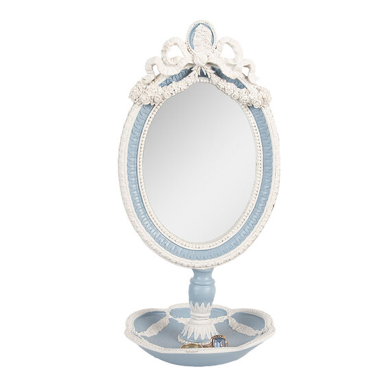 Clayre & Eef | Staande Spiegel Blauw Wit 14x14x28 cm | 62S338