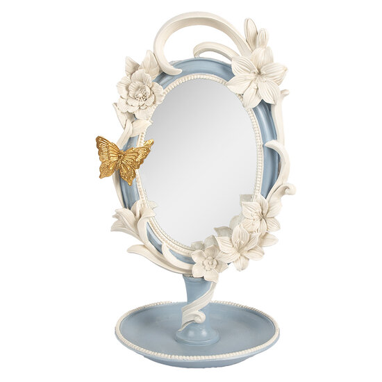 Clayre & Eef | Staande Spiegel Blauw Wit 16x14x27 cm | 62S341