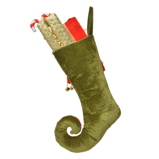Clayre & Eef | Decoratie Kerstsok Rood Groen 24x7x46 cm | 66252