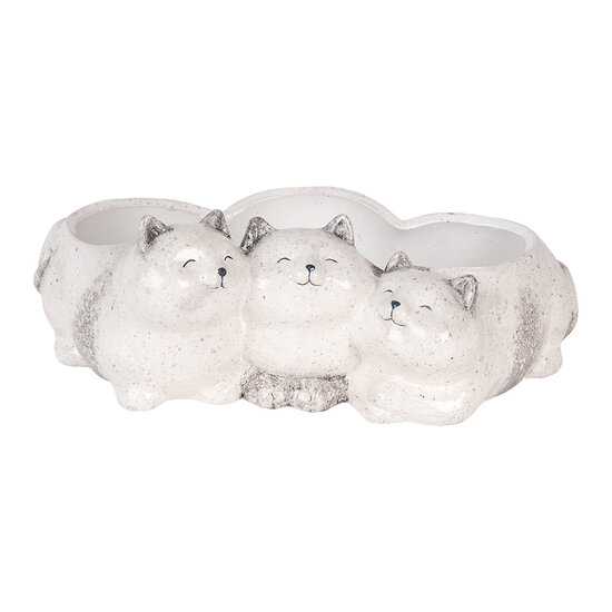 Clayre & Eef | Bloempot Katten Grijs 27x16x10 cm | 6CE2132