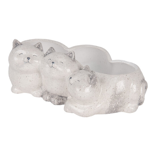 Clayre & Eef | Bloempot Katten Grijs 27x16x10 cm | 6CE2132