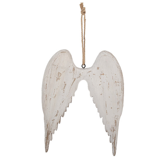Clayre & Eef | Decoratie Hanger Vleugels Wit Bruin 21x3x28 cm | 6H2423