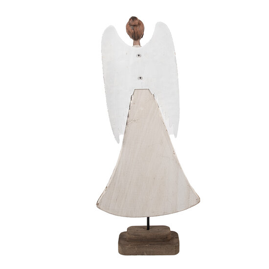 Clayre & Eef | Kerstdecoratie Engel Wit Bruin 19x6x42 cm | 6H2424