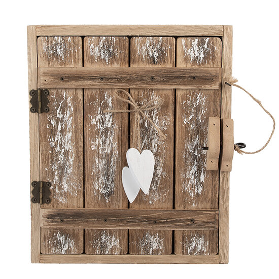 Clayre & Eef | Sleutelkastje Bruin Wit 24x7x30 cm | 6H2431