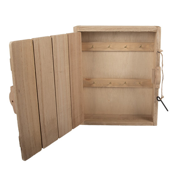 Clayre & Eef | Sleutelkastje Bruin Wit 24x7x30 cm | 6H2431
