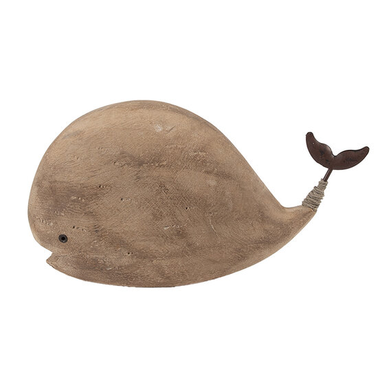 Clayre &amp; Eef   | Decoratie Walvis Bruin 26x7x14 cm | 6H2434