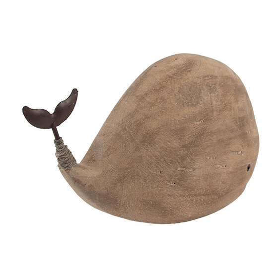 Clayre &amp; Eef   | Decoratie Walvis Bruin 26x7x14 cm | 6H2434