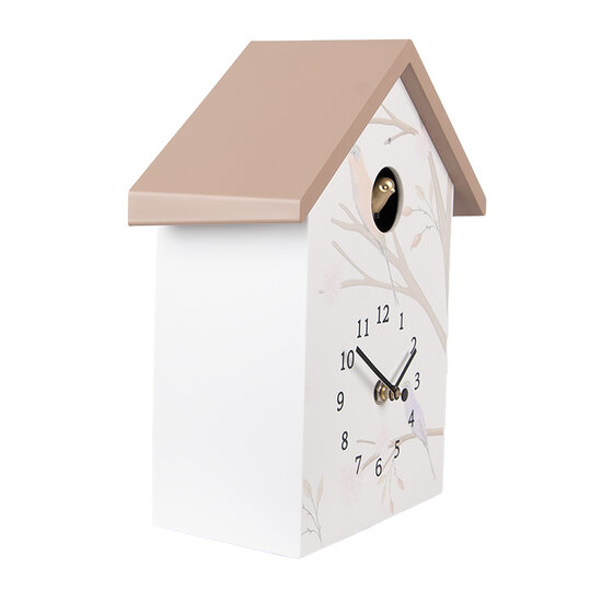 Clayre & Eef | Wandklok Wit Beige 20x10x26 cm / 3xAA | 6KL0841
