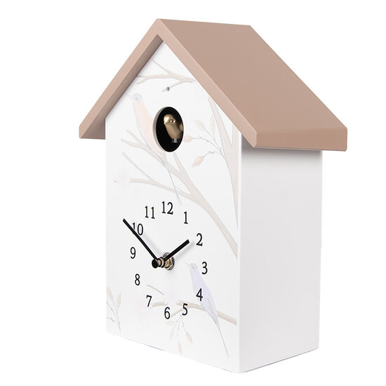 Clayre & Eef | Wandklok Wit Beige 20x10x26 cm / 3xAA | 6KL0841