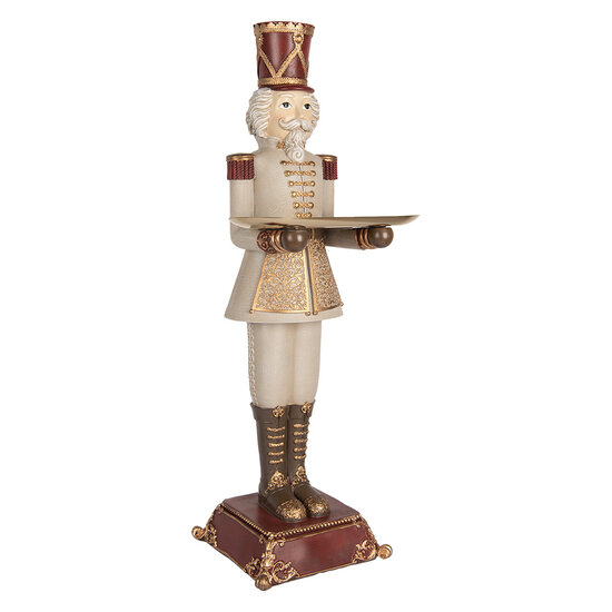 Clayre & Eef | Kerstdecoratie Notenkraker Grijs Rood 18x20x61 cm | 6PR5388