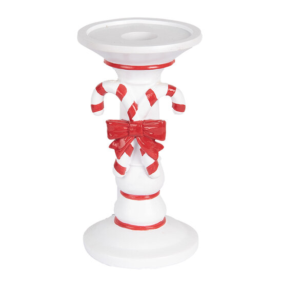 Clayre & Eef | Kandelaar Wit Rood ø 9x18 cm | 6PR5411