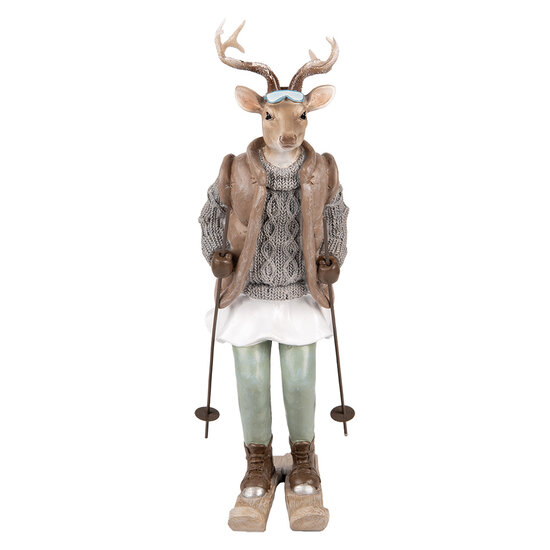 Clayre & Eef | Decoratie Hert Bruin Grijs 16x11x31 cm | 6PR5529