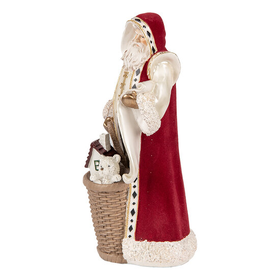 Clayre & Eef | Kerstdecoratie Kerstman Beige Rood 15x14x29 cm | 6PR5536